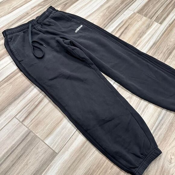 Adidas Fleece Men's Black Striped Joggers - Picture 1 of 5